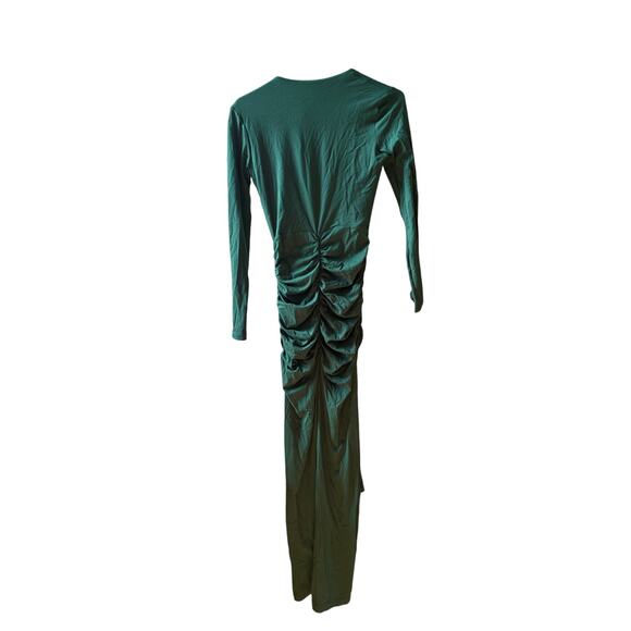 NWT Susana Monaco Green tuileries Ruched Draped Long Sleeve Maxi Dress Medium - Picture 6 of 10